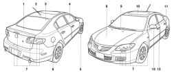 Общий вид автомобиля Mazda 3 с кузовом «cедан»